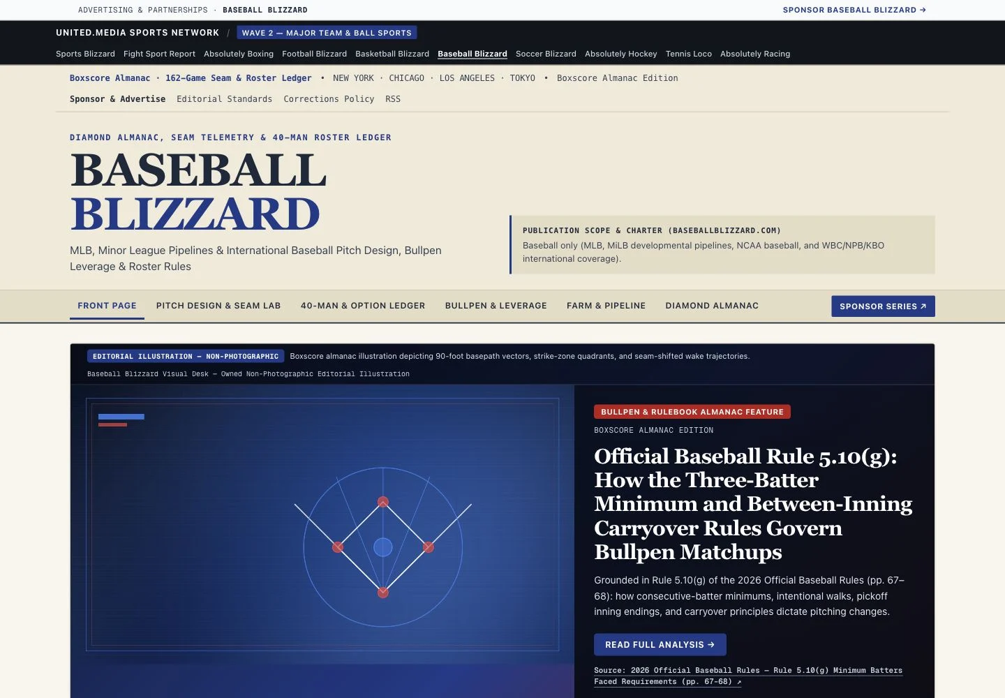 Baseball Blizzard website screenshot