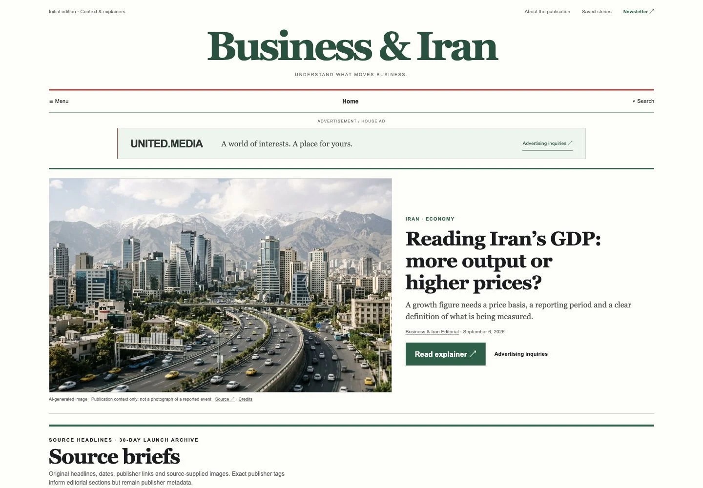 Business & Iran website screenshot