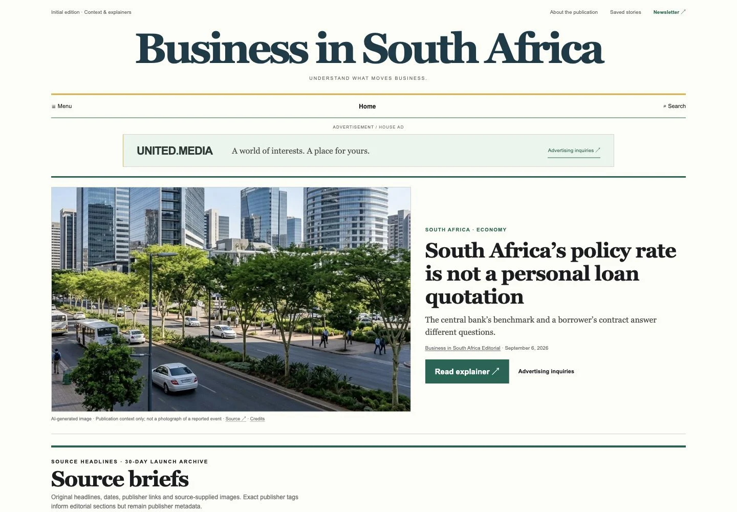 Business in South Africa website screenshot