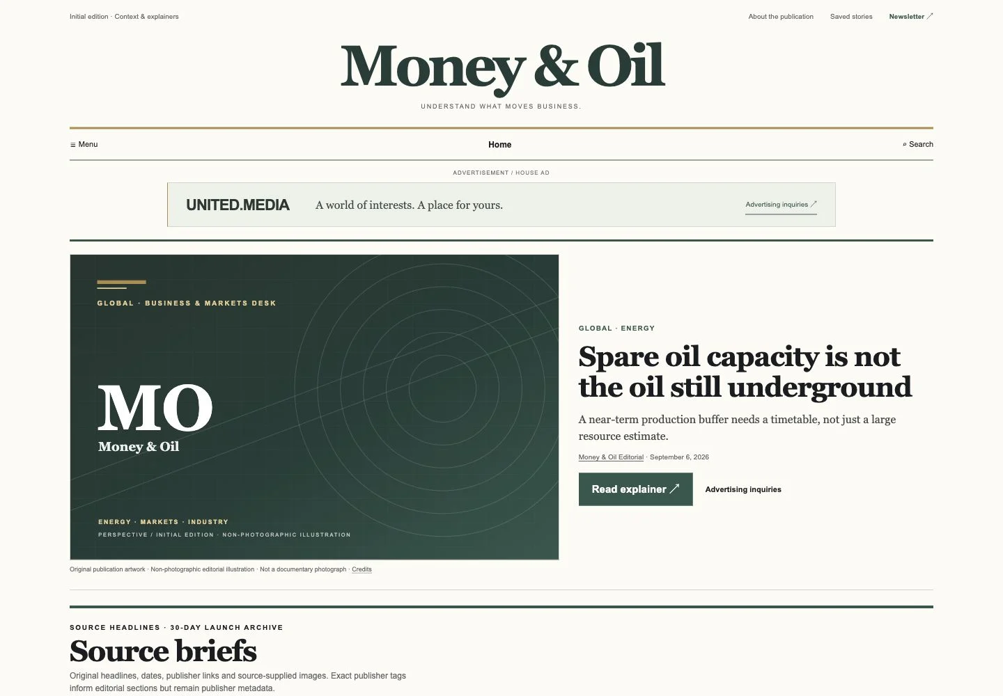 Money & Oil website screenshot