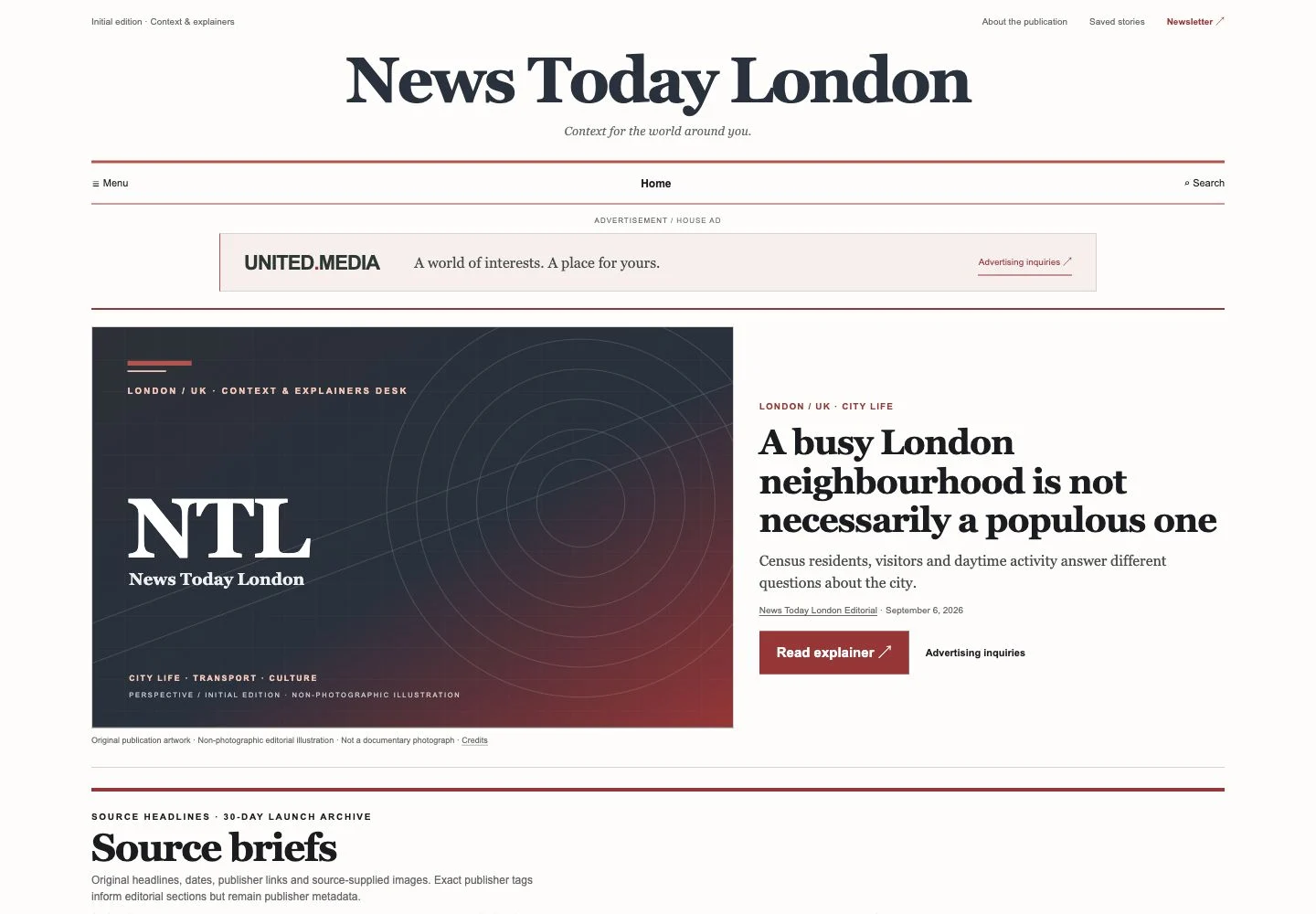News Today London website screenshot