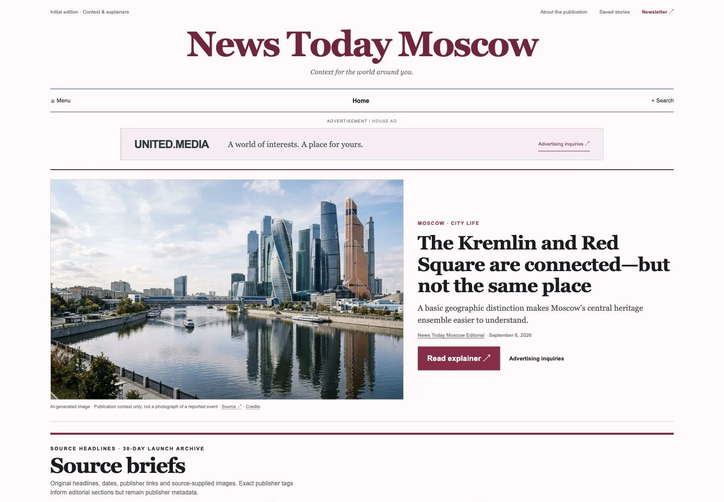 News Today Moscow website screenshot