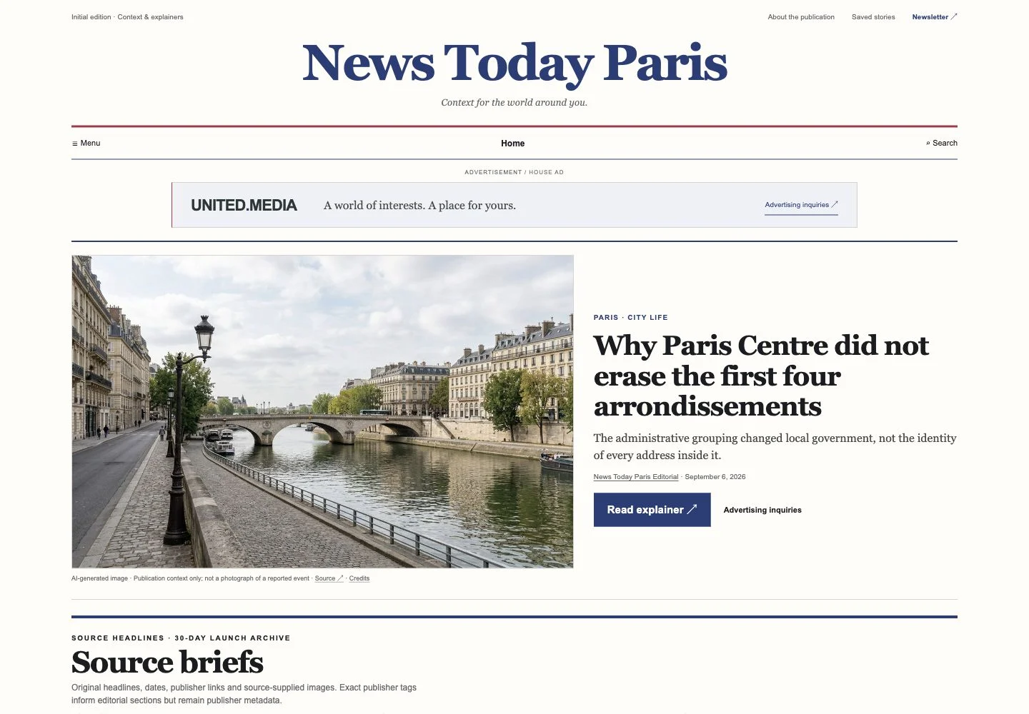 News Today Paris website screenshot