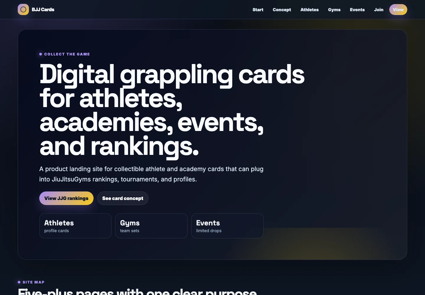 BJJ Cards website screenshot