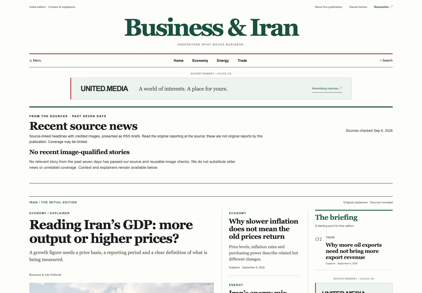 Business & Iran website screenshot