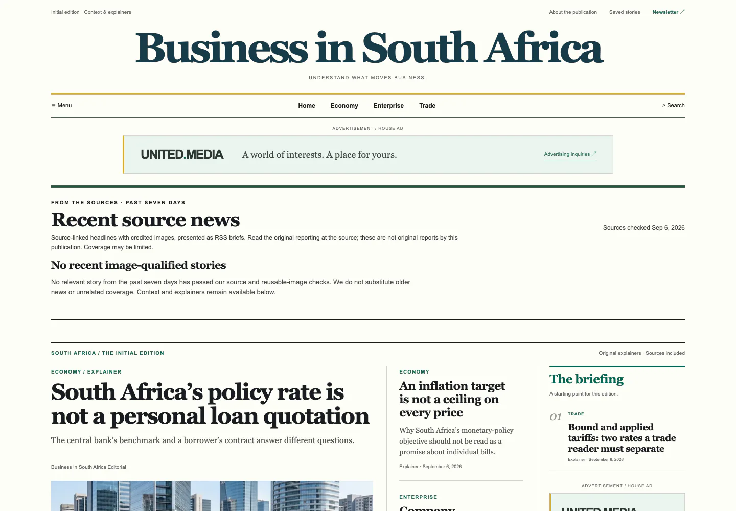 Business in South Africa website screenshot