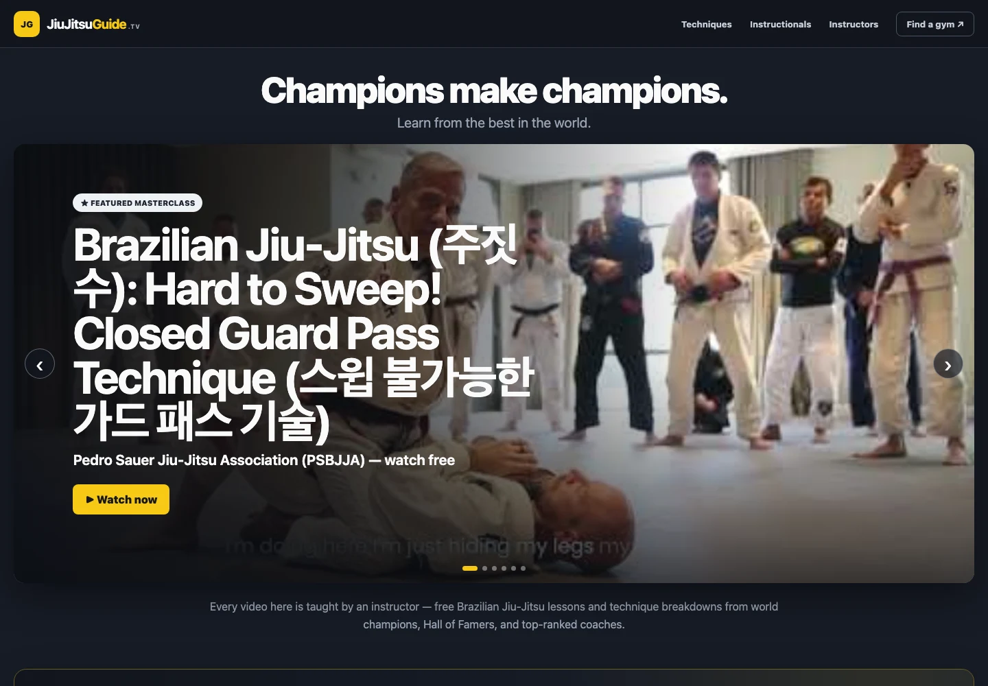 JiuJitsuGuide.TV website screenshot