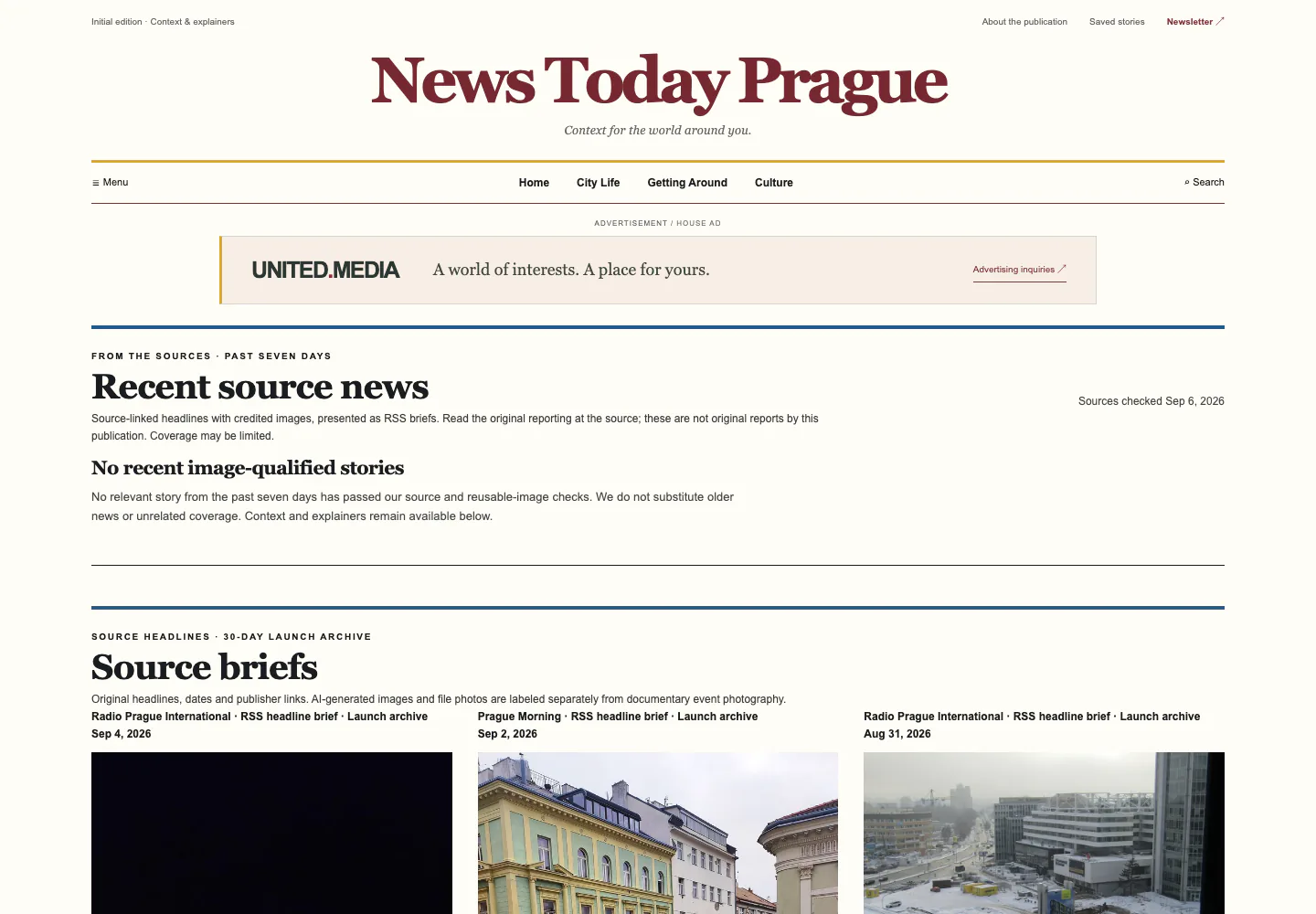 News Today Prague website screenshot