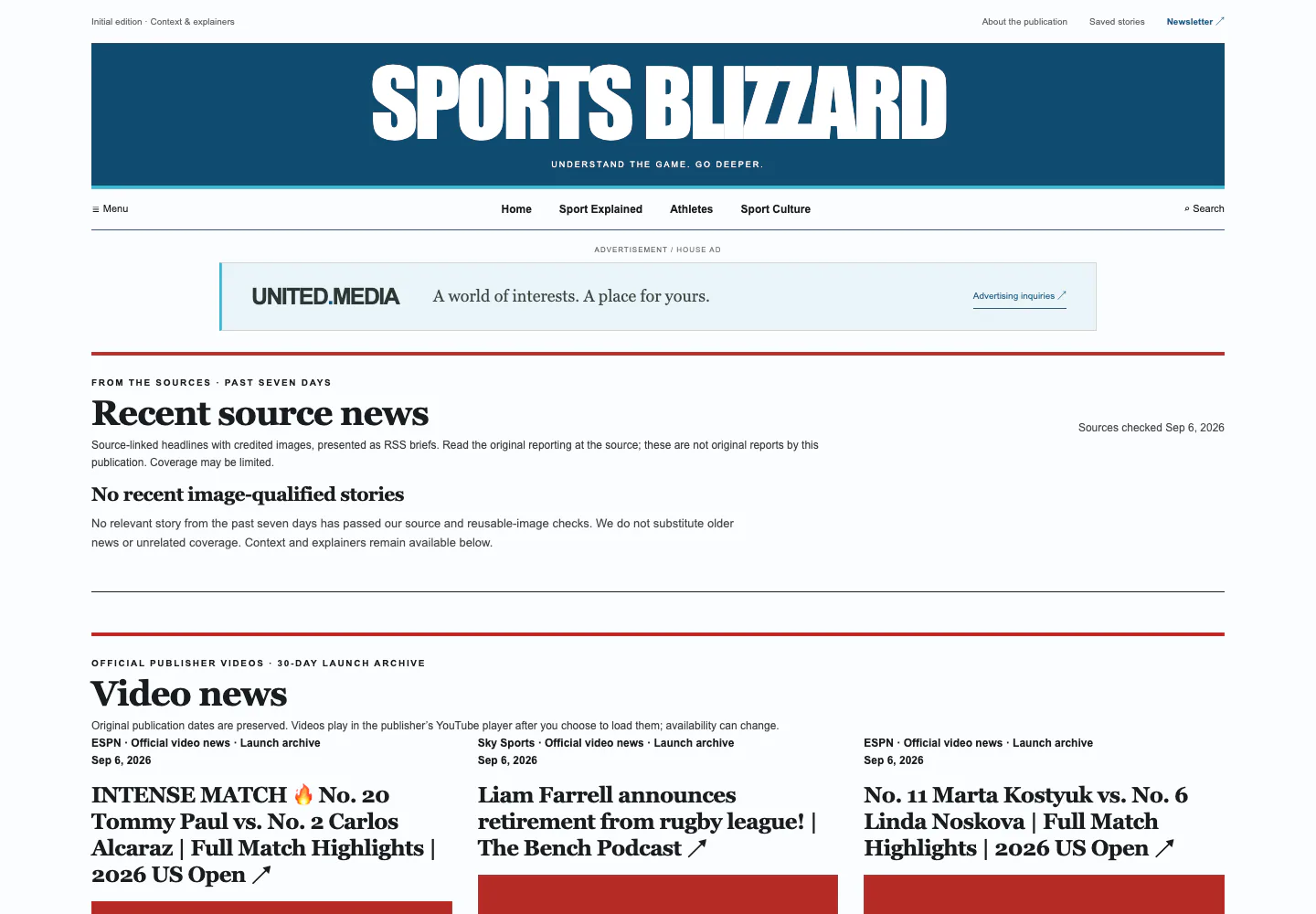 Sports Blizzard website screenshot