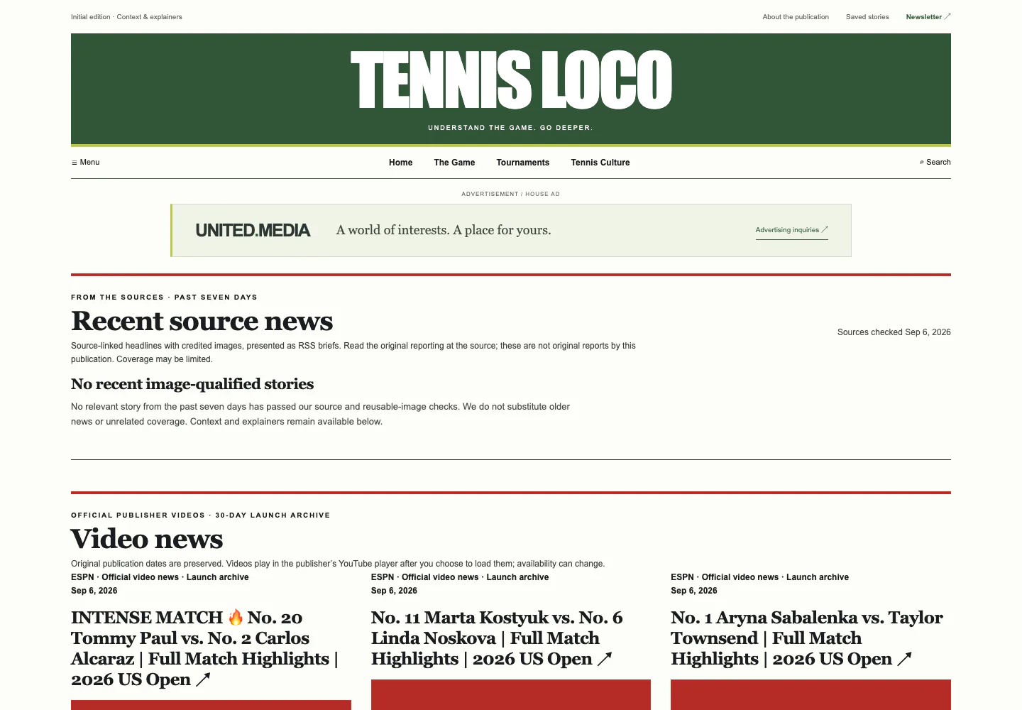 Tennis Loco website screenshot